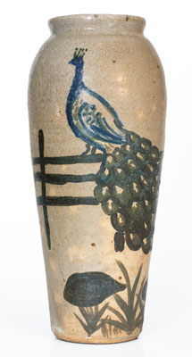 Arie Meaders Pottery Peacock Vase (Cleveland, GA, circa 1956-1969)