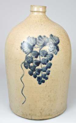 A.K. BALLARD / BURLINGTON, VT Stoneware Jug with Cobalt Grapes Decoration