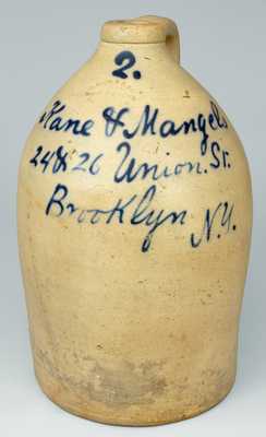 NJ Stoneware Jug with Brooklyn Advertising, Stamped "UNION POTTERY." 