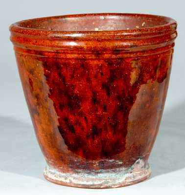 Glazed Redware Flowerpot, PA or New England origin.