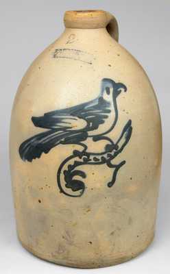 F.T. WRIGHT & SON / TAUNTON, MASS Stoneware Jug with Bird Decoration