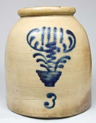 Stoneware Jar with Cobalt Flowering Urn Decoration.