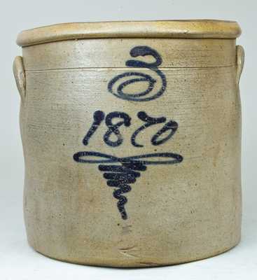 Stoneware Crock Dated 1870, Midwestern origin.