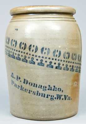 A.P. Donaghho / Parkersburg, W.Va Cobalt-Decorated Stoneware Jar