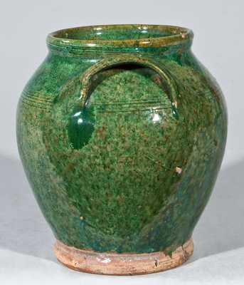 Small-Sized Redware Jar with Green Glaze, Bristol County, Mass.