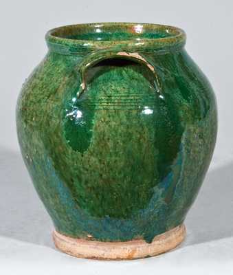 Small-Sized Redware Jar with Green Glaze, Bristol County, Mass.