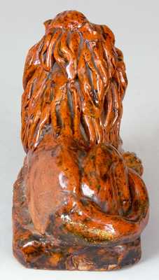 Glazed Redware Figure of a Lion, PA origin.