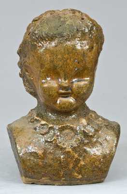 Glazed Pottery Bust of a Girl, probably Midwestern origin.