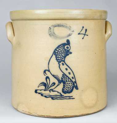 J. BURGER, JR. / ROCHESTER, NY Stoneware Crock with Partridge