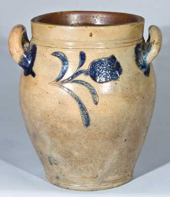 NY Stoneware Early Jar with Incised Sloop, Manhattan origin