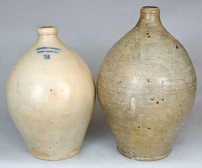 Two Stoneware Jugs, One PORTER & FRASER / WEST TROY NY
