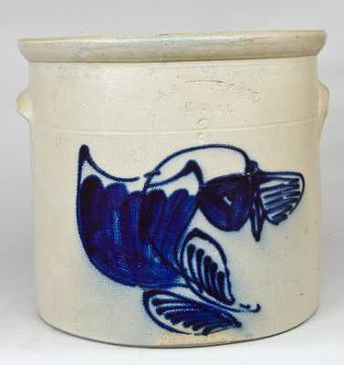 N.A. WHITE & SON / UTICA, N.Y. Stoneware Crock with Floral Decoration