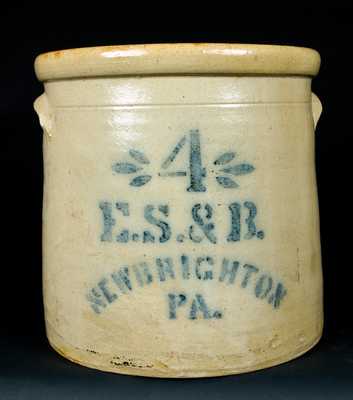 E. S & B. / NEW BRIGHTON / PA Stoneware Crock