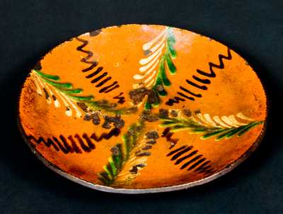 Multi-colored Slip-decorated Redware Plate, probably PA