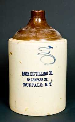 ERIE DISTILLING CO., Buffalo, NY Stoneware Advertising Jug, possibly Red Wing, MN