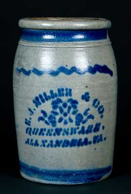 E.J. MILLER / ALEXANDRIA, VA Advertising Stoneware Jar