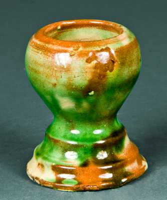 Shenandoah Valley Multi-Glazed Redware Egg Cup or Match Safe