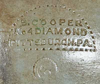 S. COOPER / No 4 DIAMOND / PITTSBURGH, PA Stoneware Crock