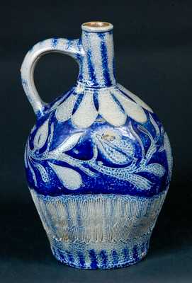 Early German Stoneware Jug with Incised Horse