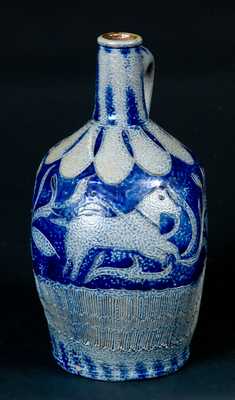 Early German Stoneware Jug with Incised Horse