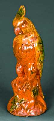 Large Polychrome Redware Parrot Bank