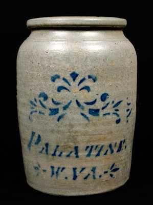 PALATINE / W.VA. Stenciled Stoneware Jar