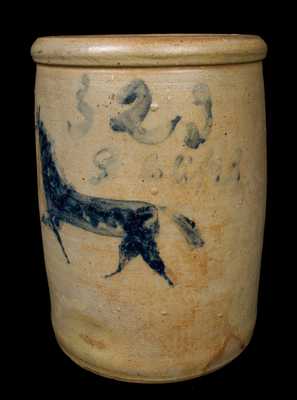 Very Rare Ohio Stoneware Crock with Incised Horse