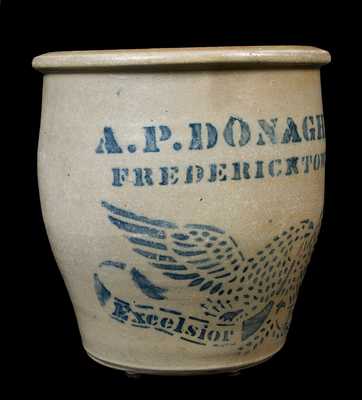 A.P. DONAGHHO, / FREDERICKTOWN, PA Stoneware Jar with Eagle