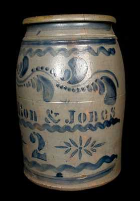 Hamilton & Jones, Greensboro, PA Stoneware Jar w/ Freehand Dec.