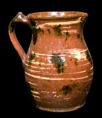 Redware Pitcher with Copper Decoration