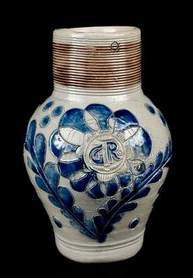 Westerwald Stoneware "GR" Jug w/ Incised Decoration, c1770
