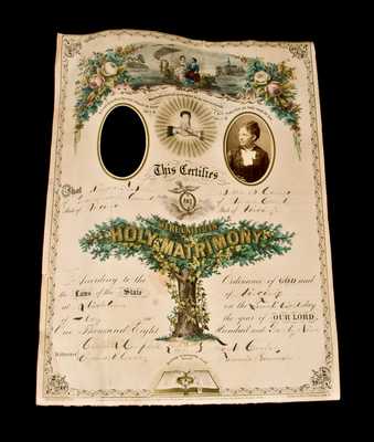 Wedding Certificate of Shenandoah Valley Potter Richard F. "Polk" Bell