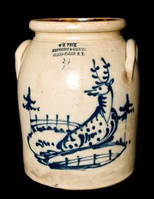 Norton Stoneware Glens Falls, NY Advertising Crock w/ Deer Scene