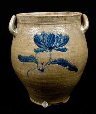 Large Early Incised Ovoid New York Stoneware Jar