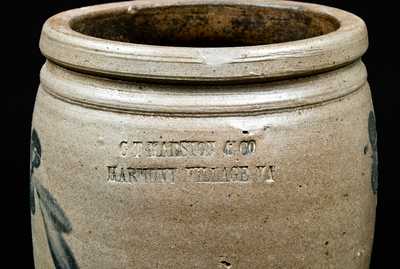 HARMONY VILLAGE, VA Stoneware Advertising Crock