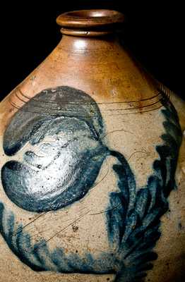 Early Ovoid Stoneware Jug with Incised Bird