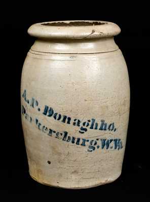 A.P. Donaghho, / Parkersburg, W.Va. Stoneware Canning Jar