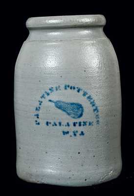 PALATINE POTTERY CO / PALATINE / W.VA Stoneware Jar w/ Pear