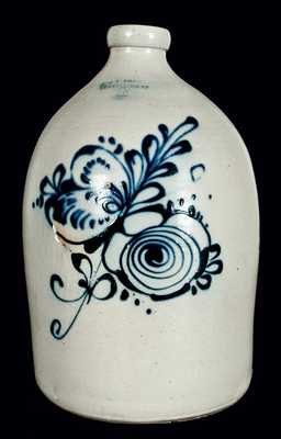 J. & E. NORTON / BENNINGTON, VT Stoneware Jug w/ House Scene