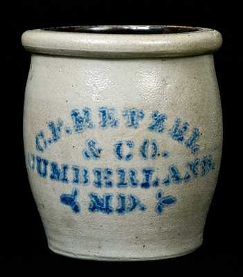 Cumberland, MD Advertising Stoneware Jar