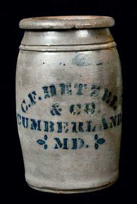Cumberland, Maryland, Advertising Stoneware Jar