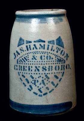 JAS. HAMILTON / & CO. / GREENSBORO / PA Stoneware Jar