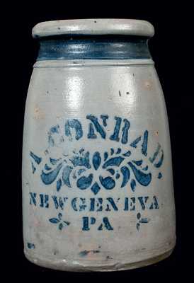 A. CONRAD / NEW GENEVA / PA Canning Jar