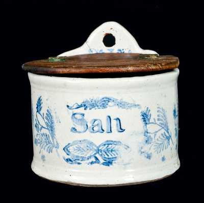 Blue-and-White Stoneware Hanging Salt Box