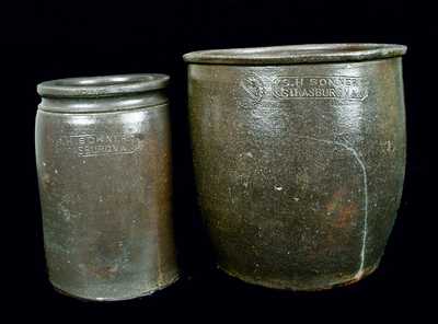 (2) S.H. SONNER / STRASBURG, VA Stoneware Jars