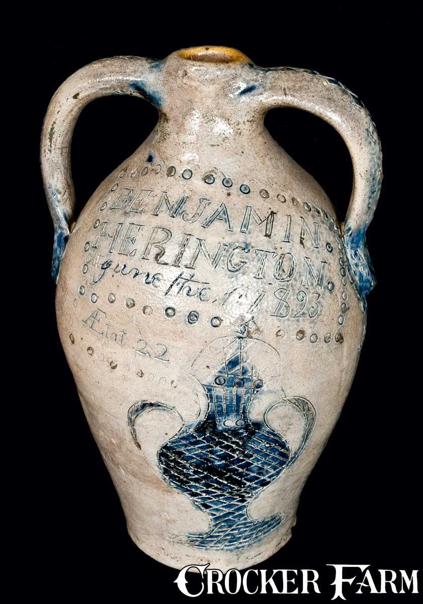 American stoneware memorial jug