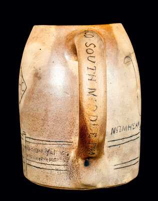 Heavily-Incised Stoneware Yale University Pottery Mug