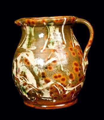 New England Redware Batter Pitcher w/ Boston Merchant