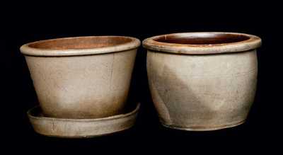 Lot of Two: Stoneware Flowerpot and Stoneware Cream Jar