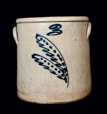 Three-Gallon Midwestern Stoneware Crock with Slip-Trailed Decoration
